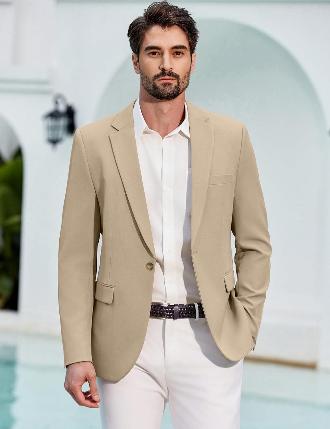 Detalle de COOFANDY Blazer sport casual 1 botón para hombre 👔