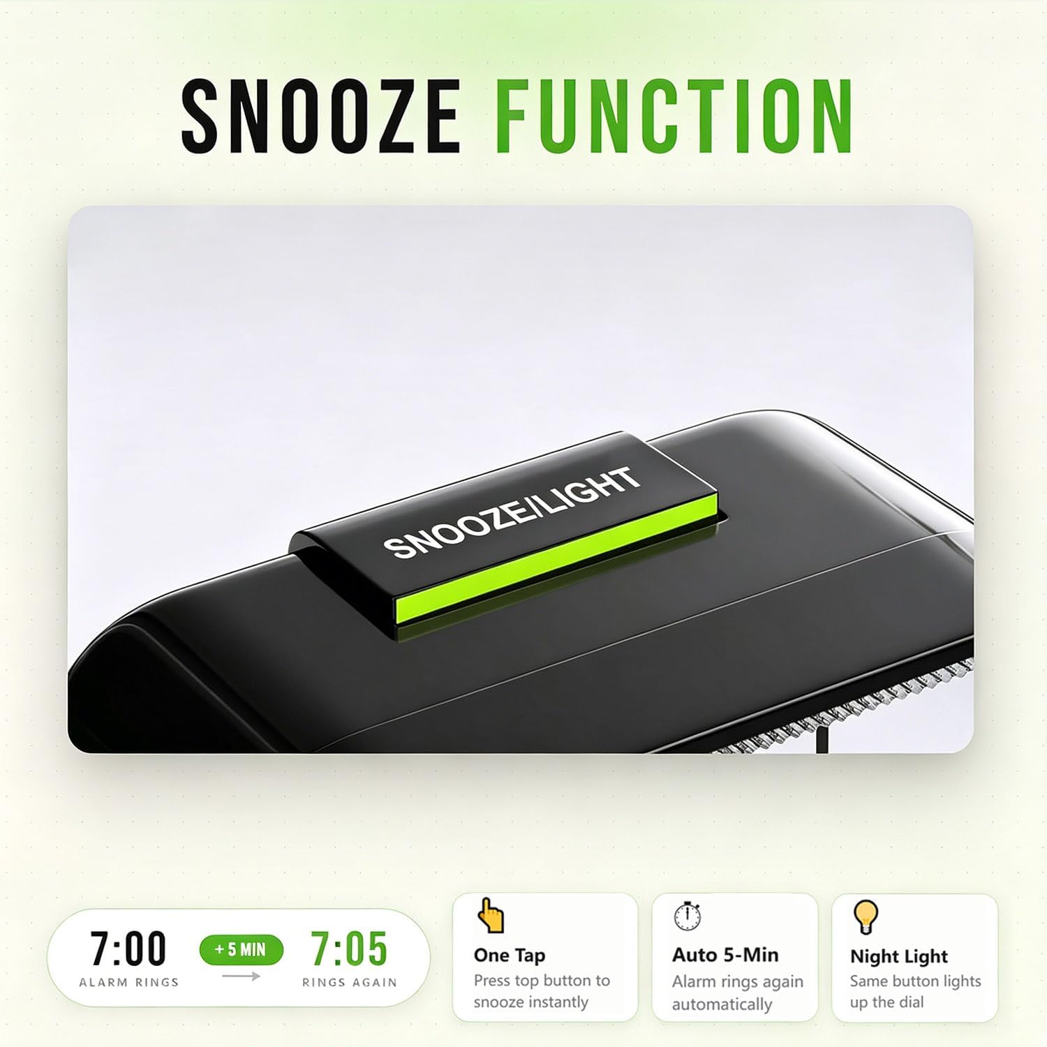 Detalle de Azxb Azxb-alarm clock analoge wekker met stil uurwerk en sluimerfunctie