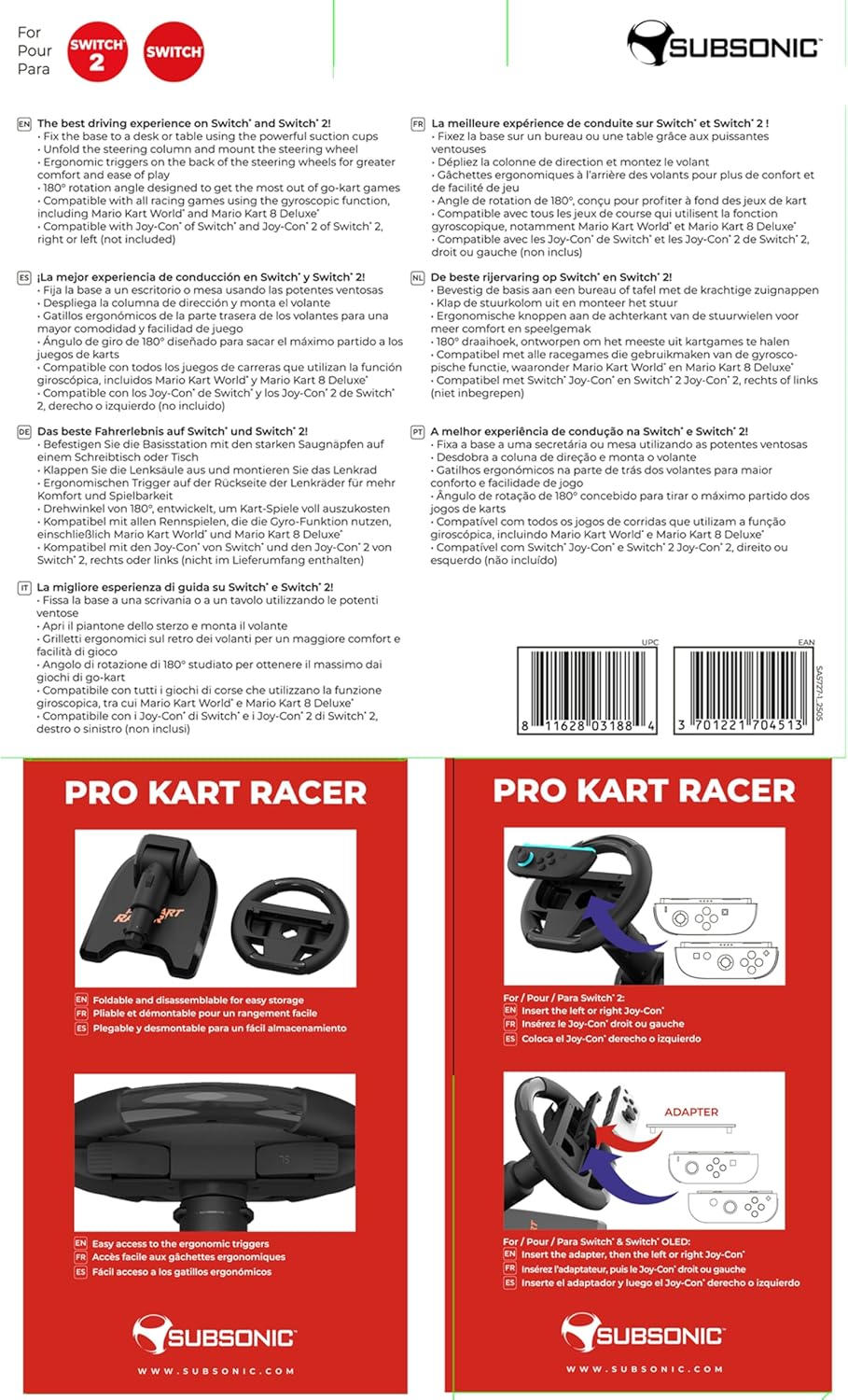 Thumbnail 5 de Subsonic lot de 2 volants de course pour Joy-Con Switch et Switch 2 (noir)