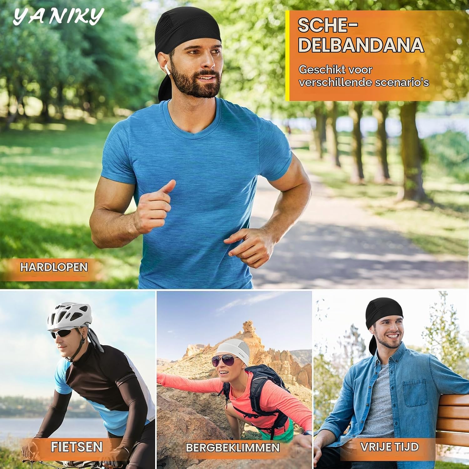 Thumbnail 6 de YANIKY Sports Bandana Cap ademende hoofddoek voor fietsen en sport