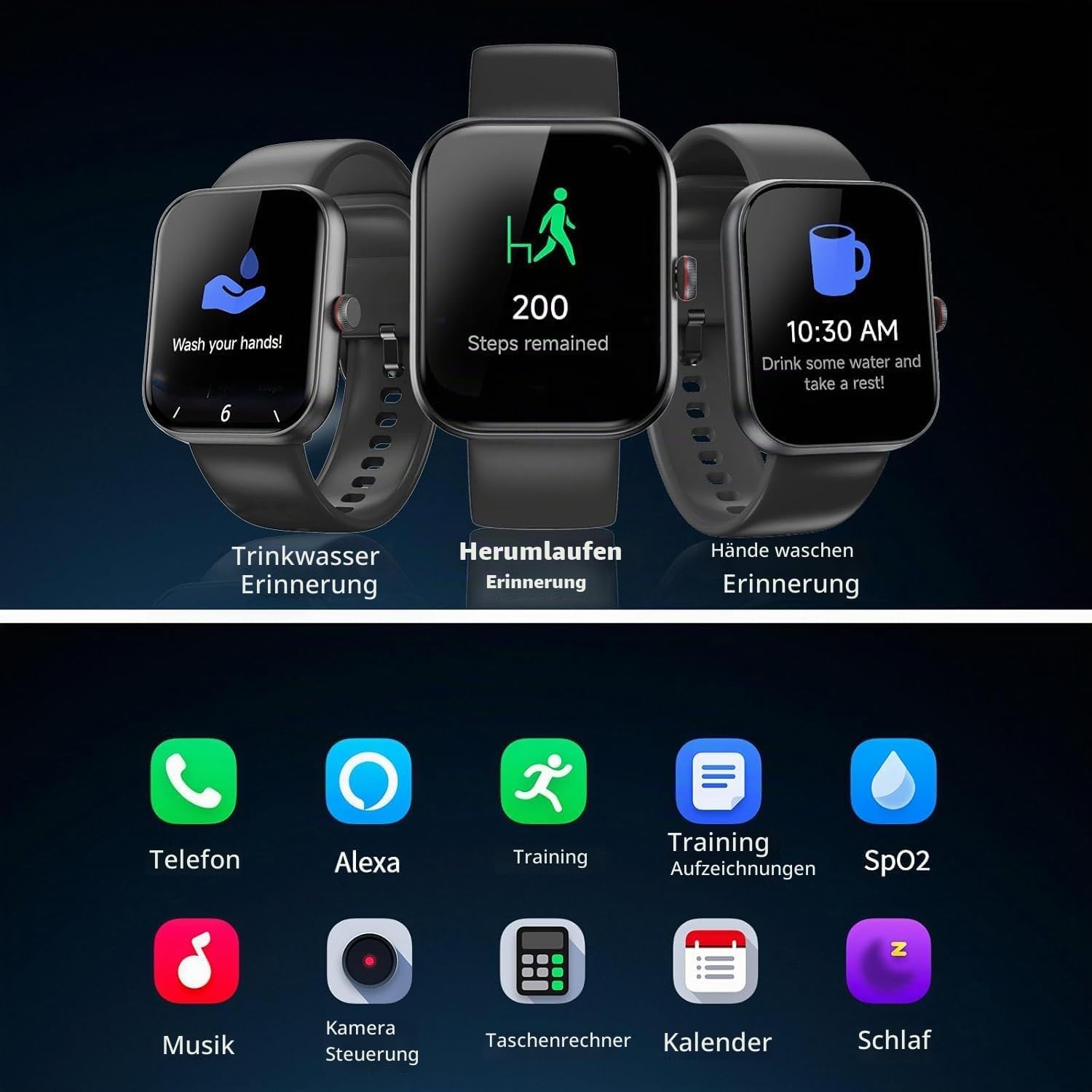 Thumbnail 6 de uaue Smartwatch Herren – 1,91" AMOLED mit Alexa, Telefonfunktion und Gesundheits-Tracking
