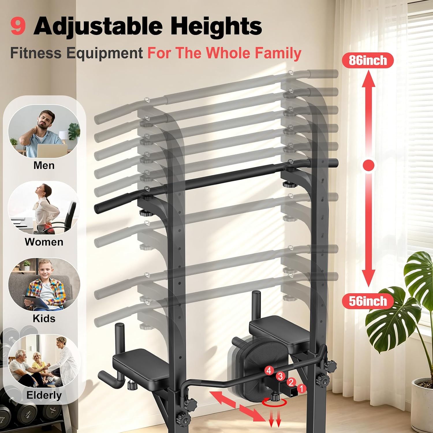 Thumbnail 4 de RELIFE REBUILD YOUR LIFE Free-Standing Power Tower, Adjustable Height, Alloy Steel
