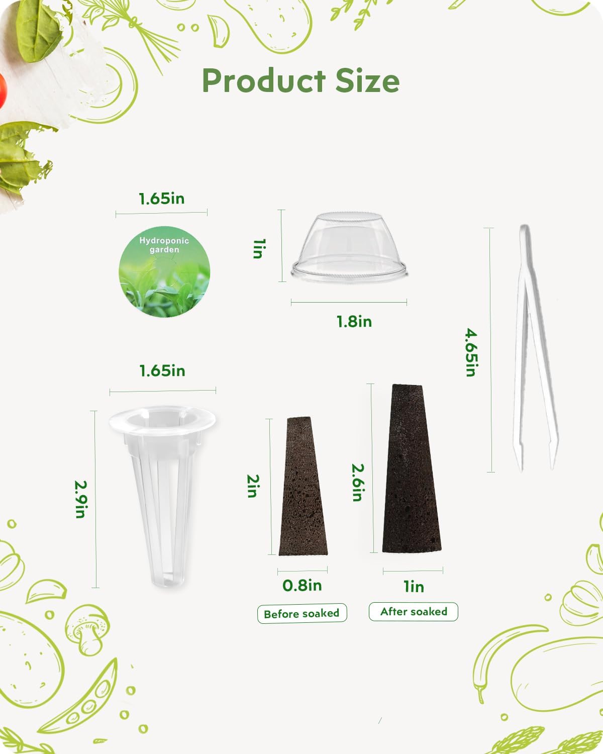 Detalle de URUQ 180-Piece Hydroponic Pod Kit for AeroGarden, with Sponges and Domes
