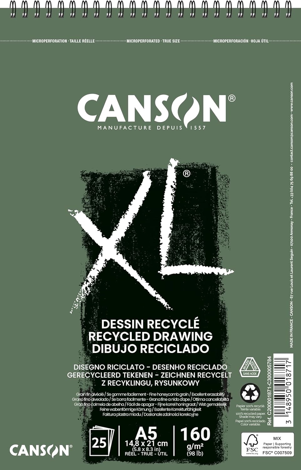 Thumbnail 4 de Album spiralé CANSON XL Recyclé — 50 feuilles A4 160 g/m²