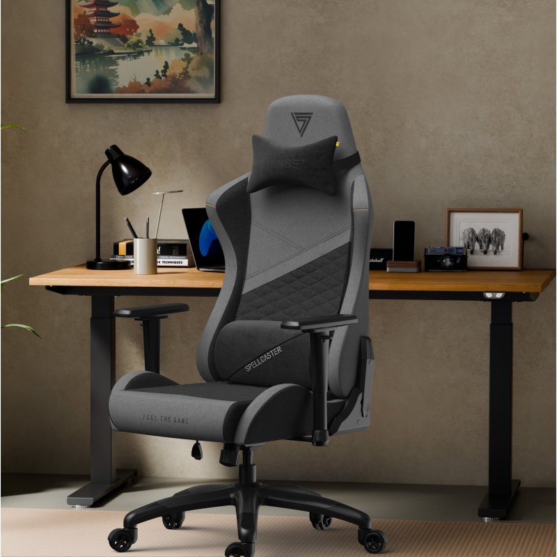 Detalle de SENSE7 Spellcaster Senshi Edition XL: Silla Gaming de Tela Ergonómica con Soporte Lumbar (Gris)