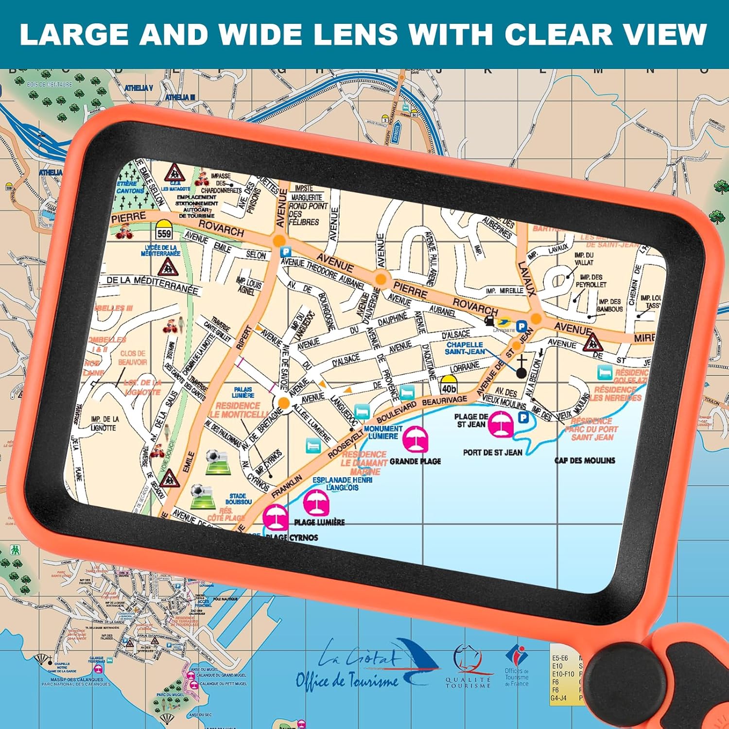Thumbnail 1 de Tobegiga 5X Magnifying Glass with Light (Orange) – Large Reading Lens with Dimmable LED, USB‑C Rechargeable