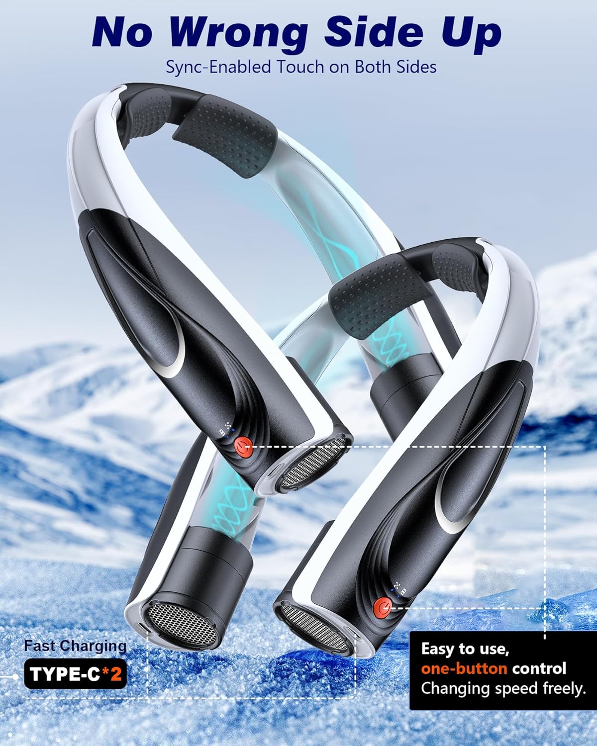 Thumbnail 6 de Portable Neck Fan with 6 Speeds and 6000mAh USB-C Rechargeable Battery – Hands-Free Wearable Cooling Fan