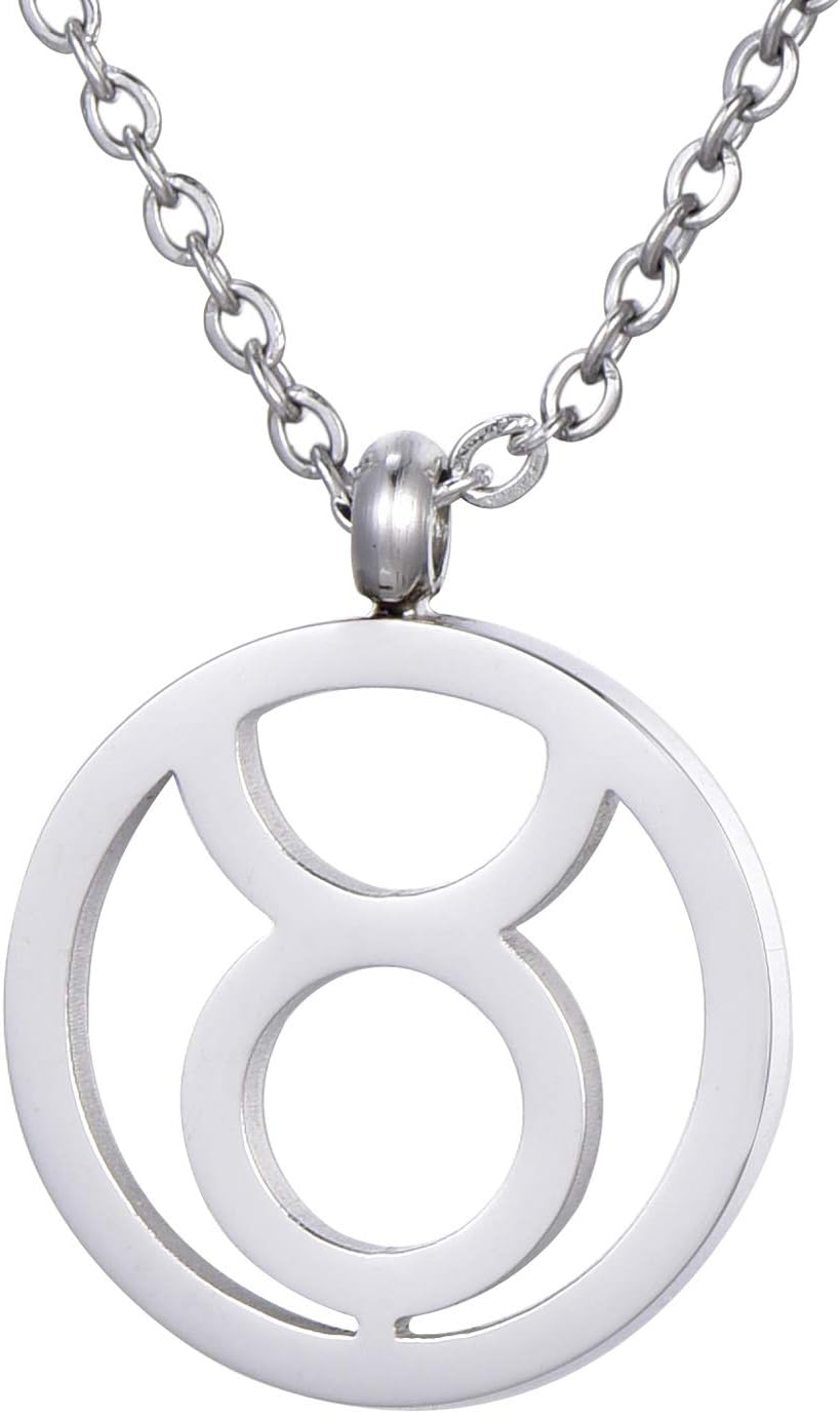 Detalle de Collana Morella da donna in acciaio inox argento con ciondolo segno zodiacale in sacchetto di velluto