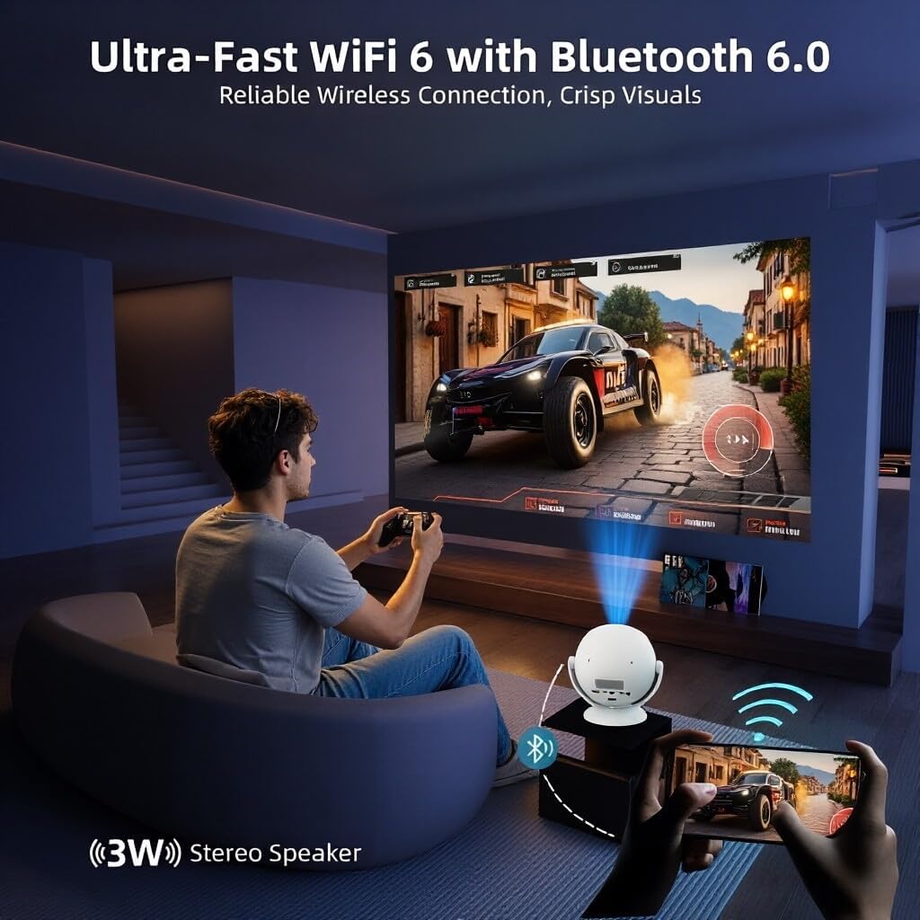 Thumbnail 6 de XBJ Mini Projector with WiFi 6 & Bluetooth 6.0 — 1080P Full HD, 4K Input, Auto Keystone, 360° Rotatable