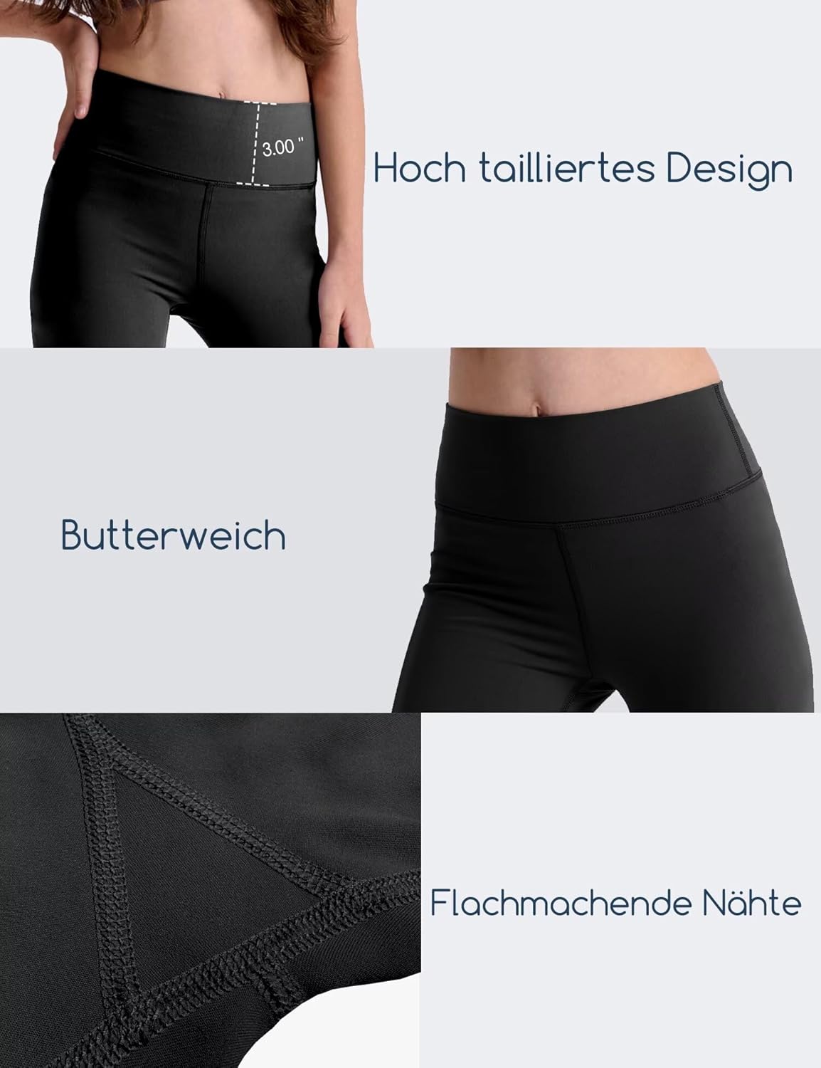 Thumbnail 3 de Roself Moment 3er Pack Mädchen-Leggings lang mit hohem Bund – Stretch & bequem für Sport und Alltag
