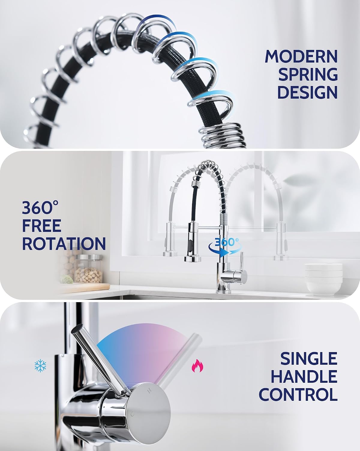 Detalle 1 de LUFEIDRA 07CPL Kitchen Faucet with Pull-Down Sprayer, Dual Modes, Chrome