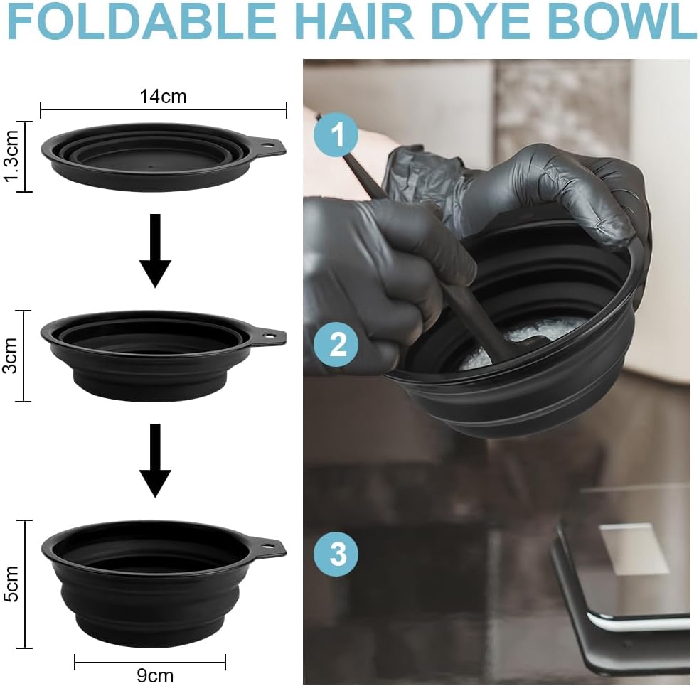 Detalle de LOPHE ensemble de coloration des cheveux 26 pièces : bols pliables, peignes, brosses, gants et accessoires