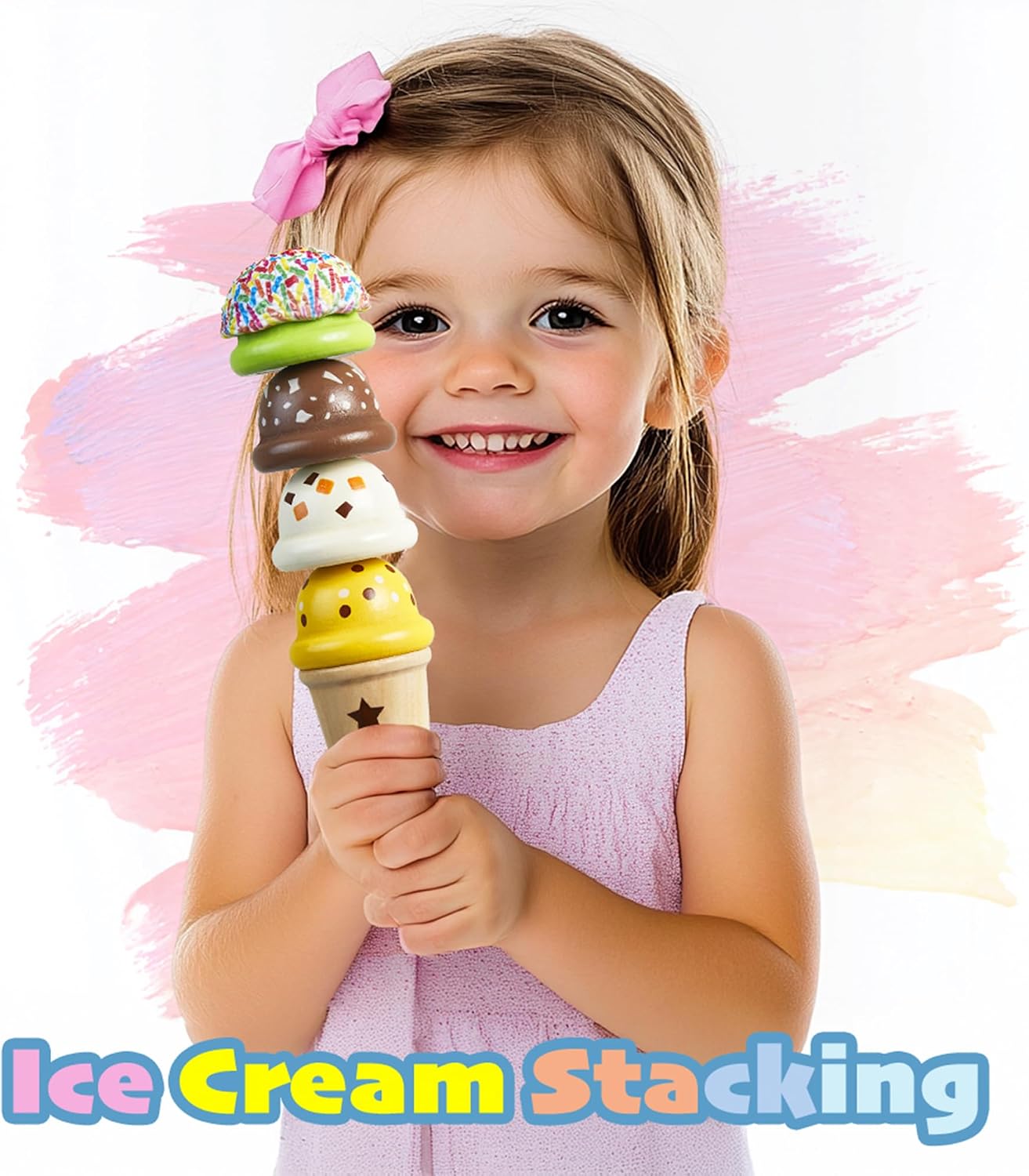 Detalle 2 de Carrello gelato in legno giocattolo per bambine đźšš