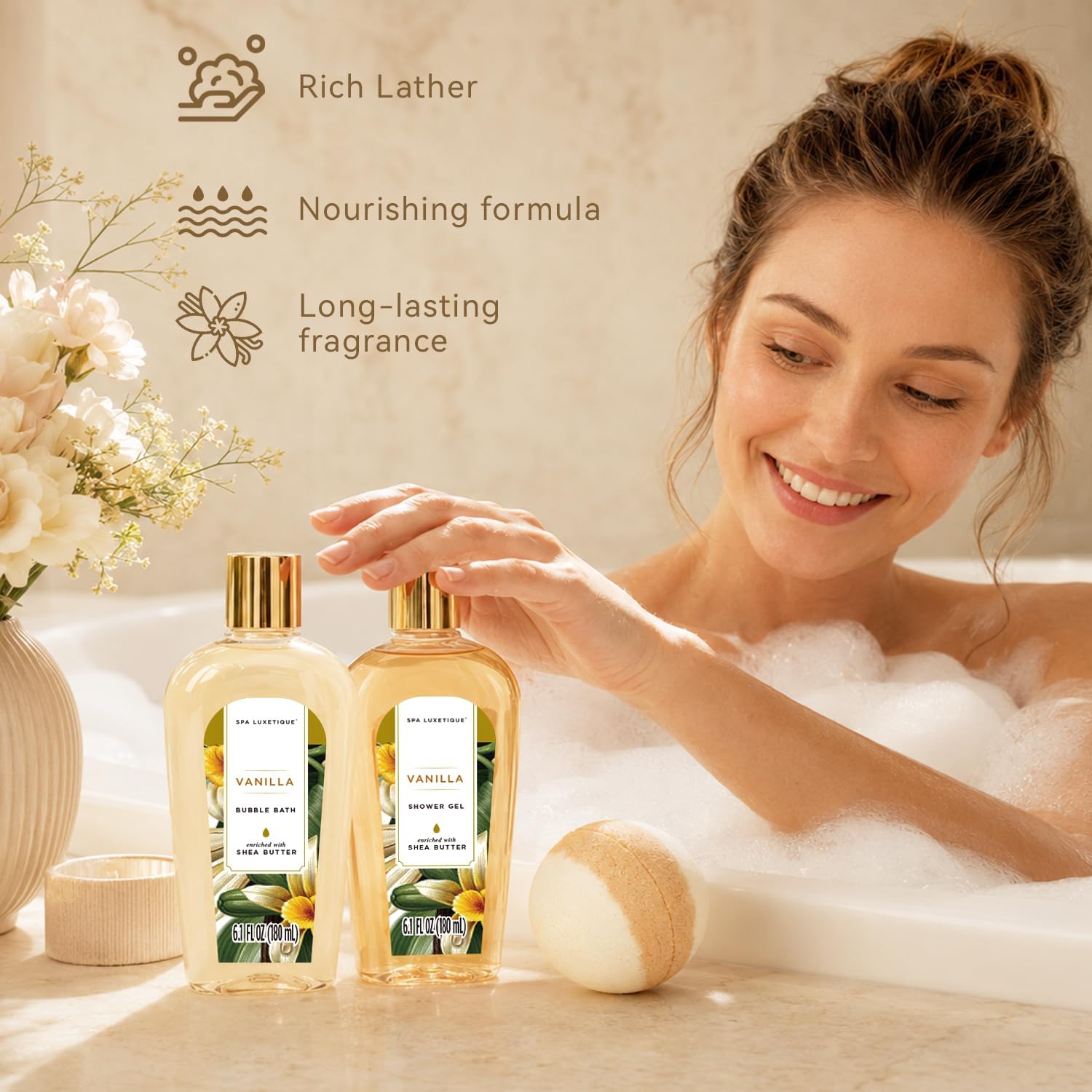 Thumbnail 5 de Spa Luxetique Vanilla Bath and Body Gift Set, 12-Piece Spa Basket