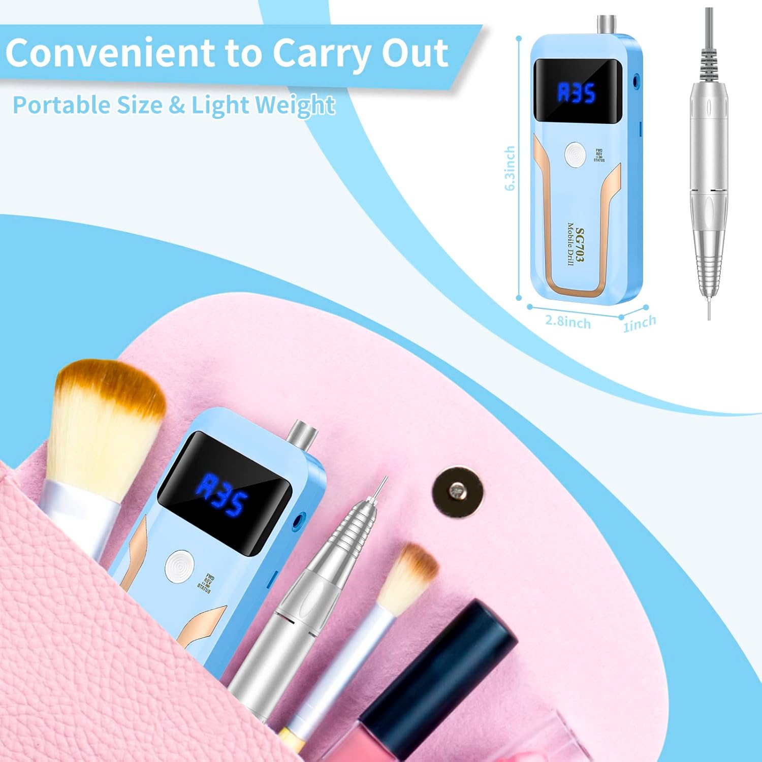 Detalle 2 de Portable Nail Drill Professional 35000 RPM 💅