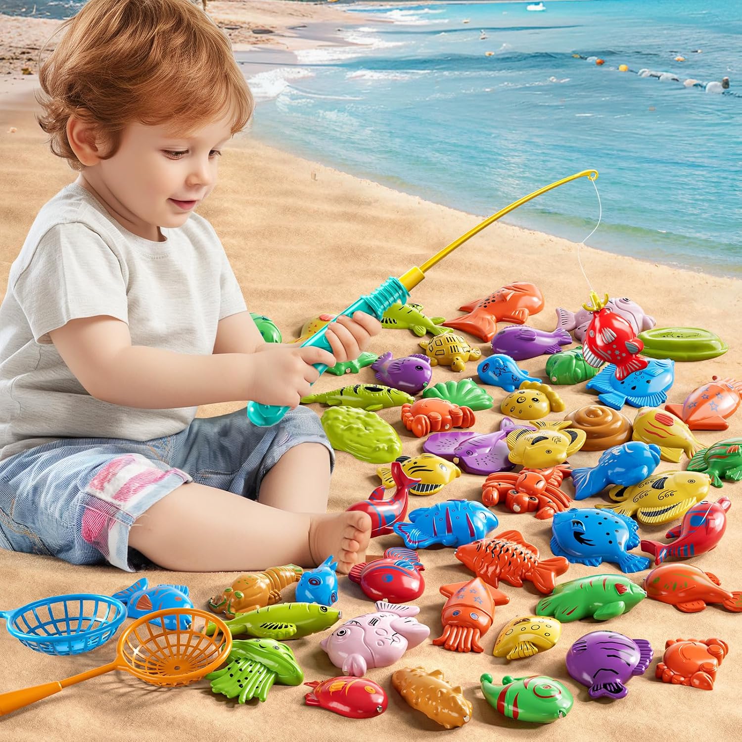 Detalle 2 de JUKUDAHU Magnet Fishing Game for Kids (Ages 3–8): Fun Pool, Bath, and Outdoor Toy Set
