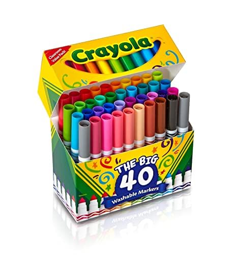 Detalle de Crayola Ultra Clean Washable Markers (40ct) – Broad Line Art Markers for Kids
