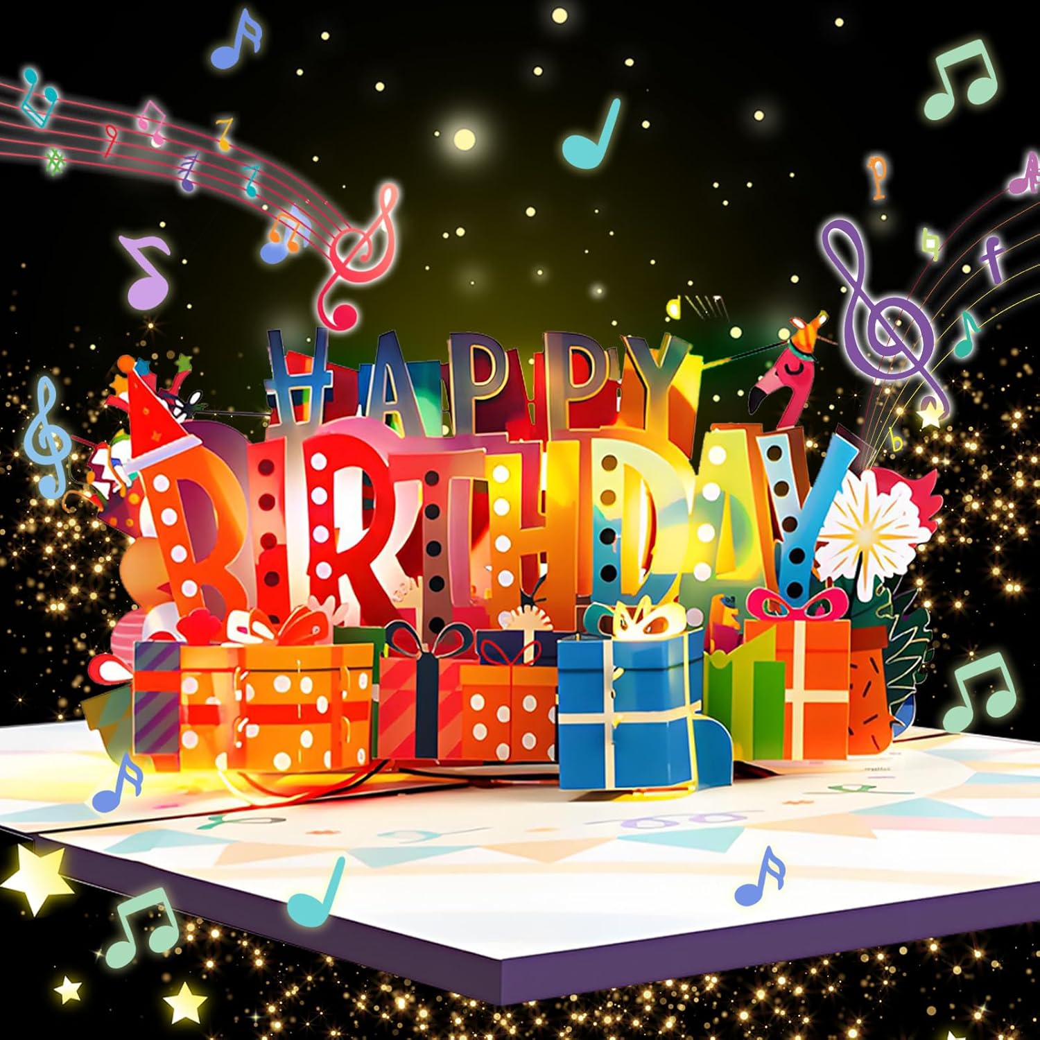 Thumbnail 6 de Joycabin musikalische Geburtstagskarte mit Licht & 3D-Pop-up „Happy Birthday“ (inkl. Umschlag)