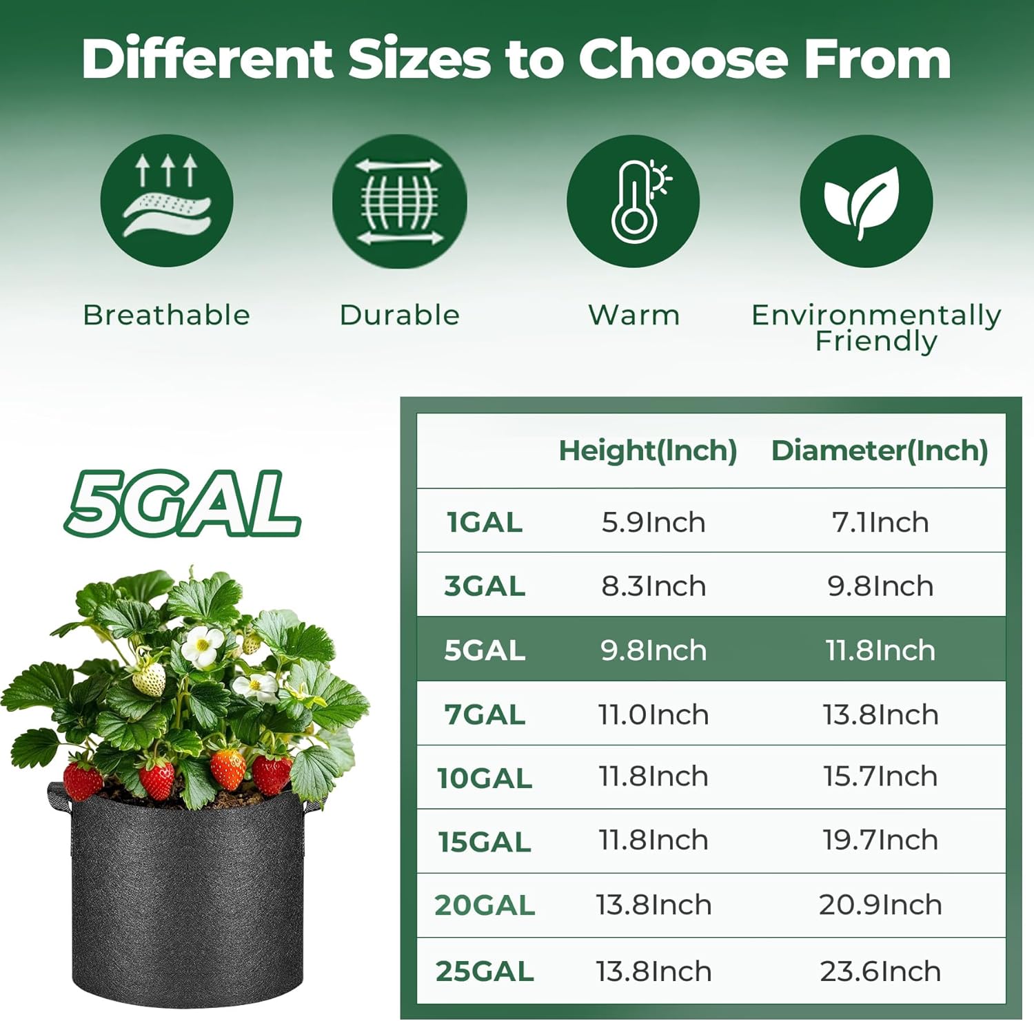 Thumbnail 1 de T4U 5 Gallon grow bags 10 pack