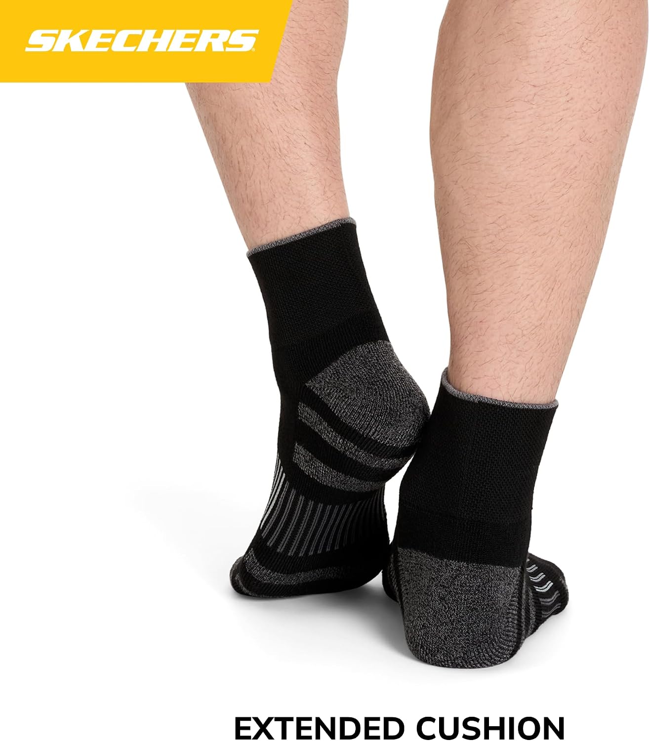 Detalle de Skechers Men’s 8-Pack Work Collection High Quarter Socks – Extra Cushion et Mesh ventilé, noir, 10-13