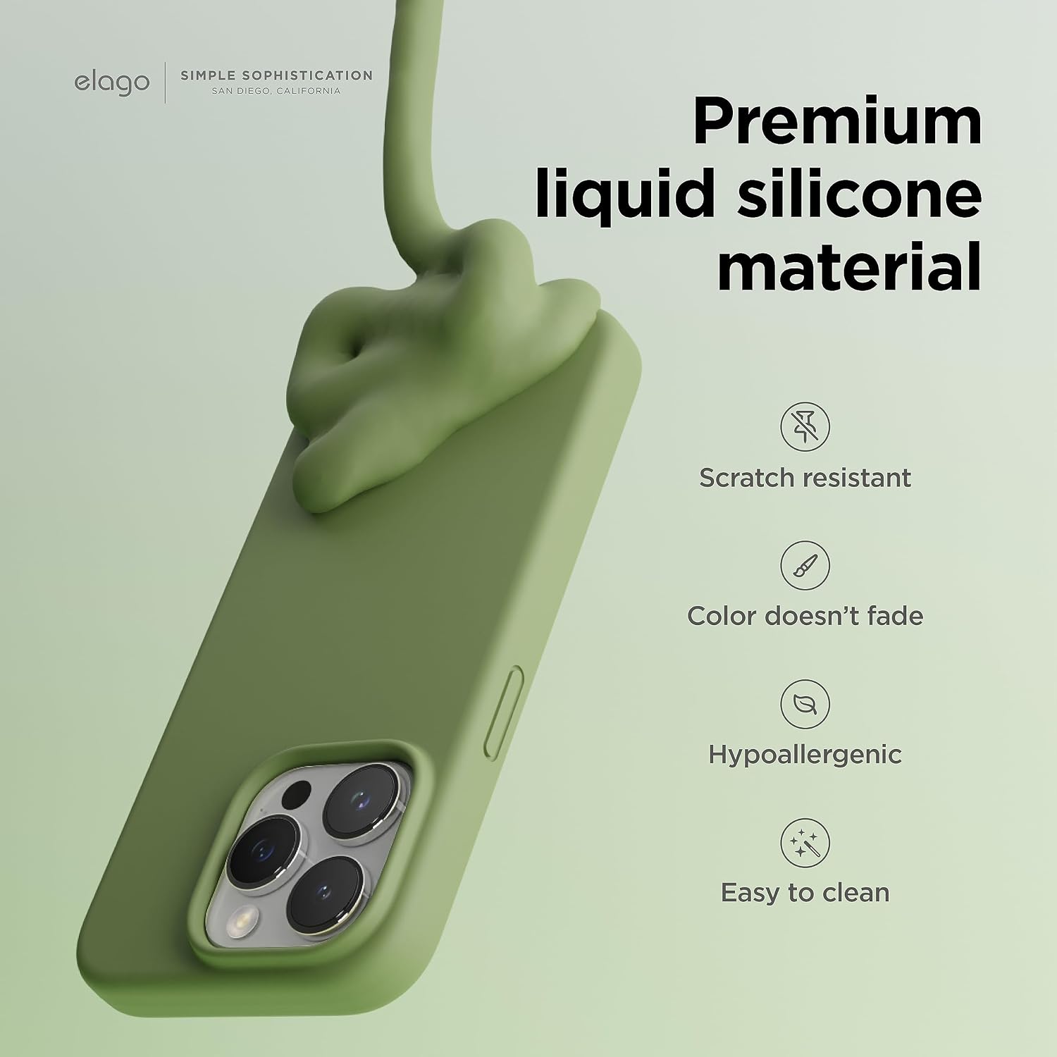 Detalle de elago Coque Silicone Liquide iPhone 15 Pro Max protection intégrale 4 couches