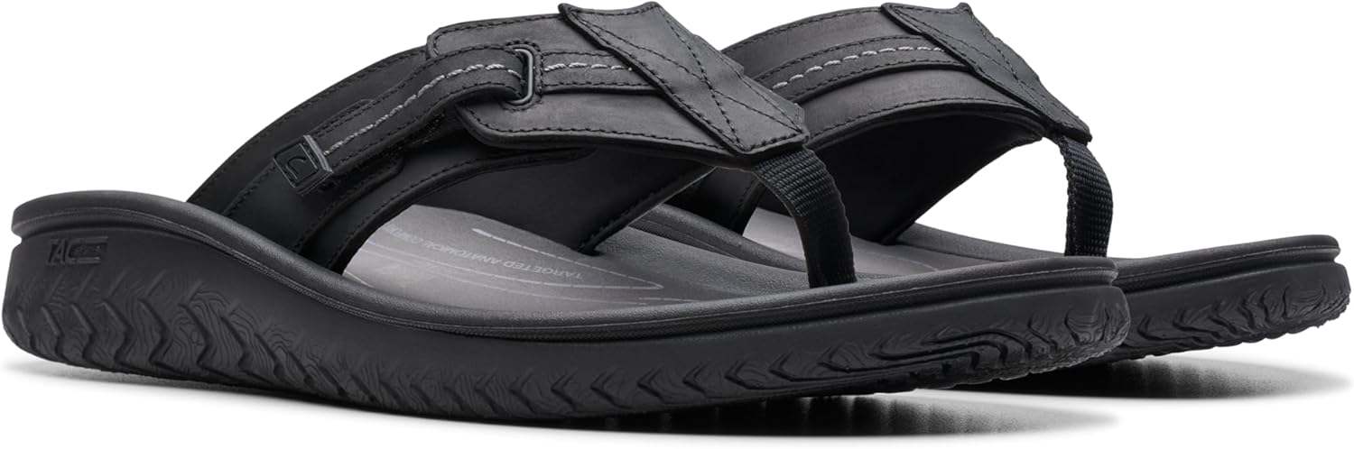 Thumbnail 4 de Clarks Wesley Sun TonguesHomme – Sandale en cuir noir, taille 11 (Homme)
