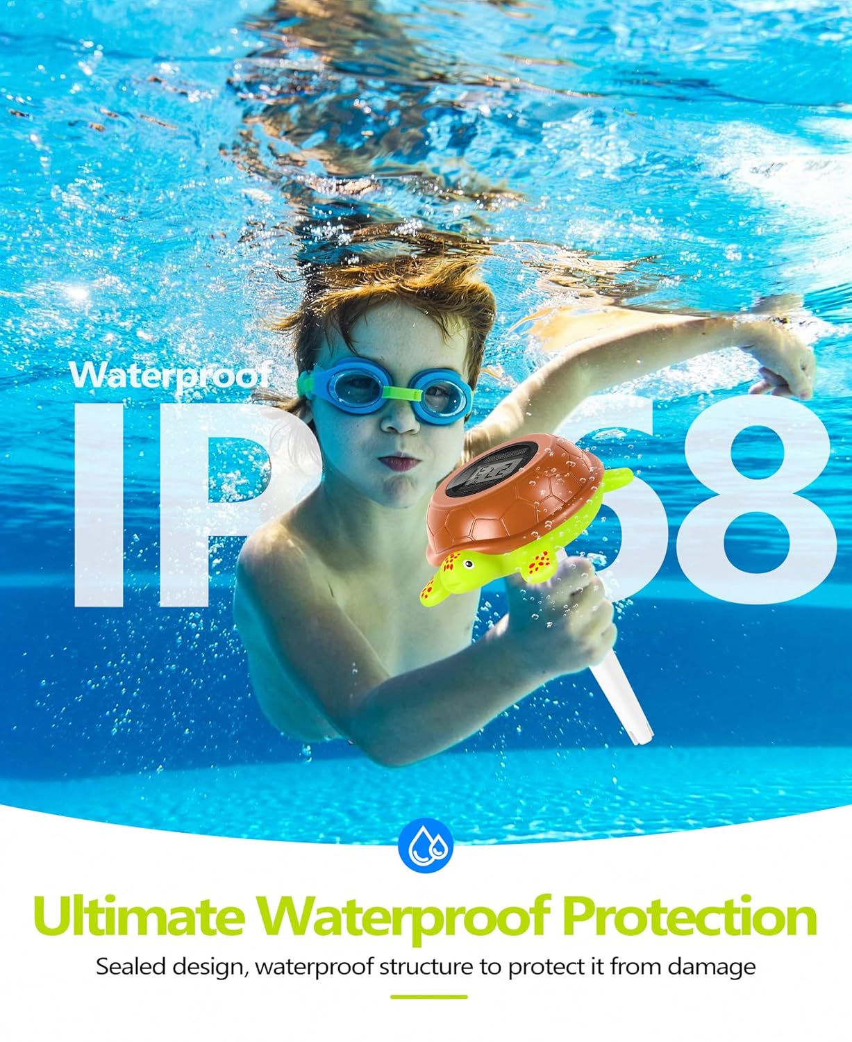 Thumbnail 4 de PoolLeader Thermomètre Flottant Piscine — Tortue solaire ultra-précise avec rétroéclairage