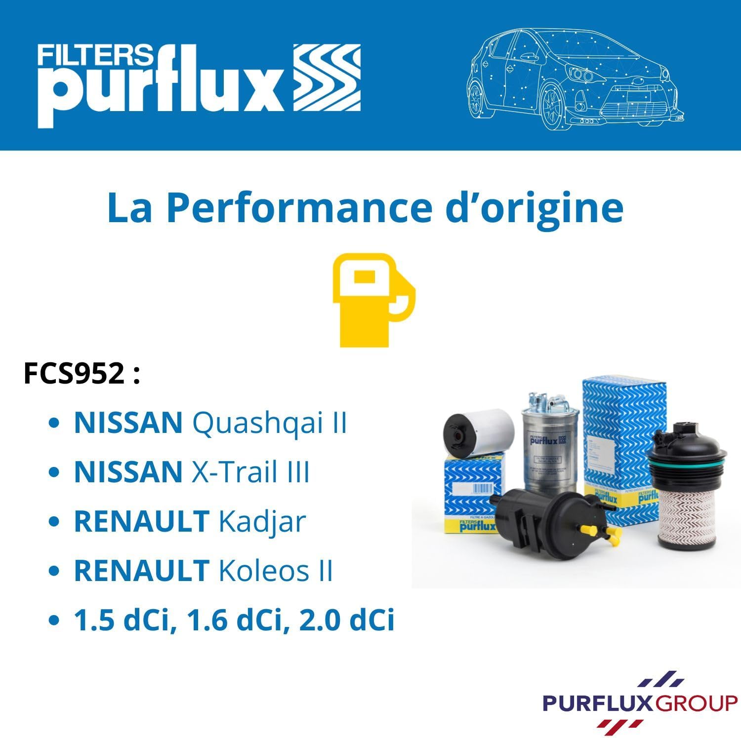 Detalle 2 de PURFLUX Filtre à carburant Cartouche filtrante pour Renault Kadjar HA/HL et autres compatibles