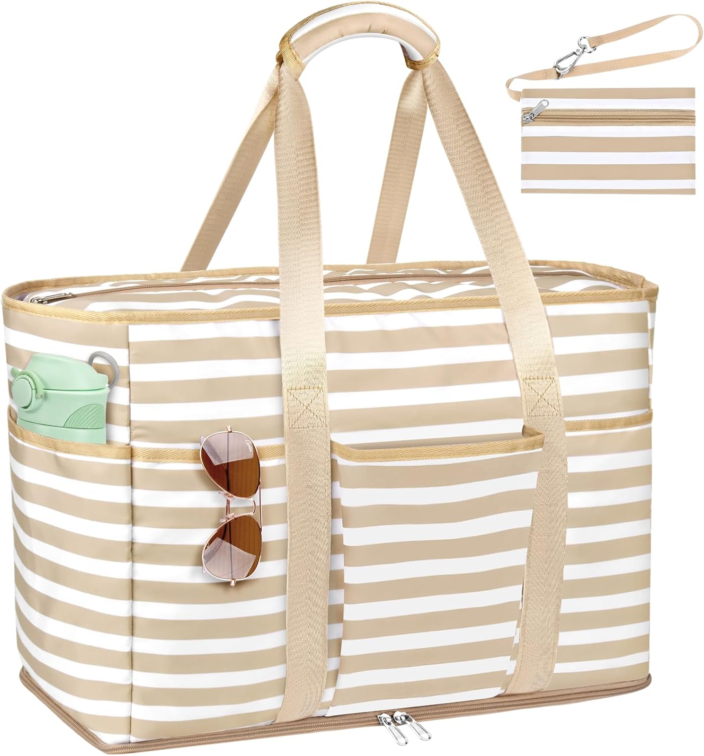Detalle de JUYANO Extra Large Beach Bag for Women with Zip, Waterproof 45L Tote with Wet Compartment