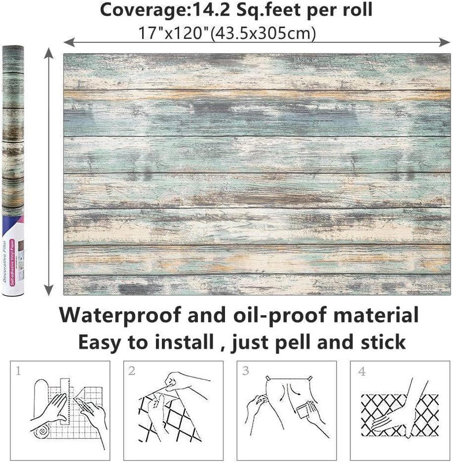 Thumbnail 6 de Arthome WALL DECOR SWP200-9 plakfolie, blauwe houtlook, zelfklevend en afneembaar