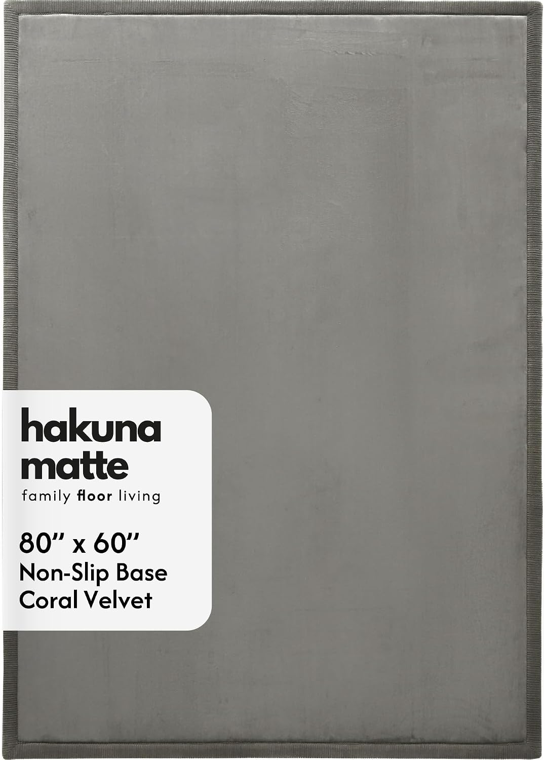 Detalle de Hakuna Matte CloudSoft Baby Play Mat (60 x 80 in) in Dark Gray – Coral Velvet Memory Foam Rug for Tummy Time