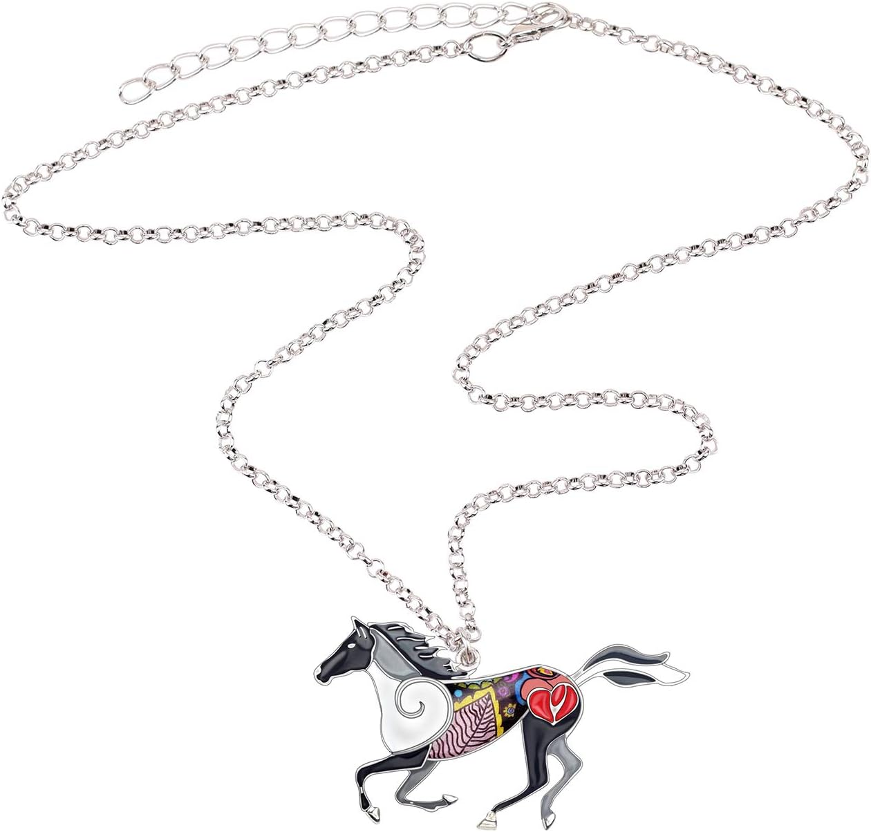 Thumbnail 3 de DUOWEI collier cheval émail motif floral