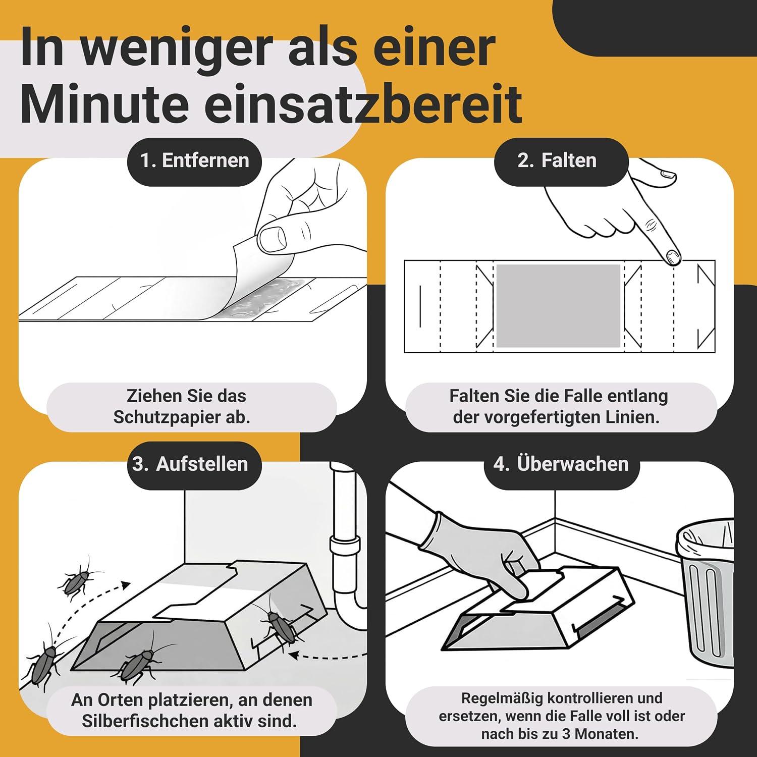 Thumbnail 2 de Proxinova Schabenfalle & Kakerlakenfalle – Chemiefreie Klebefalle zur Früherkennung und Langzeitüberwachung