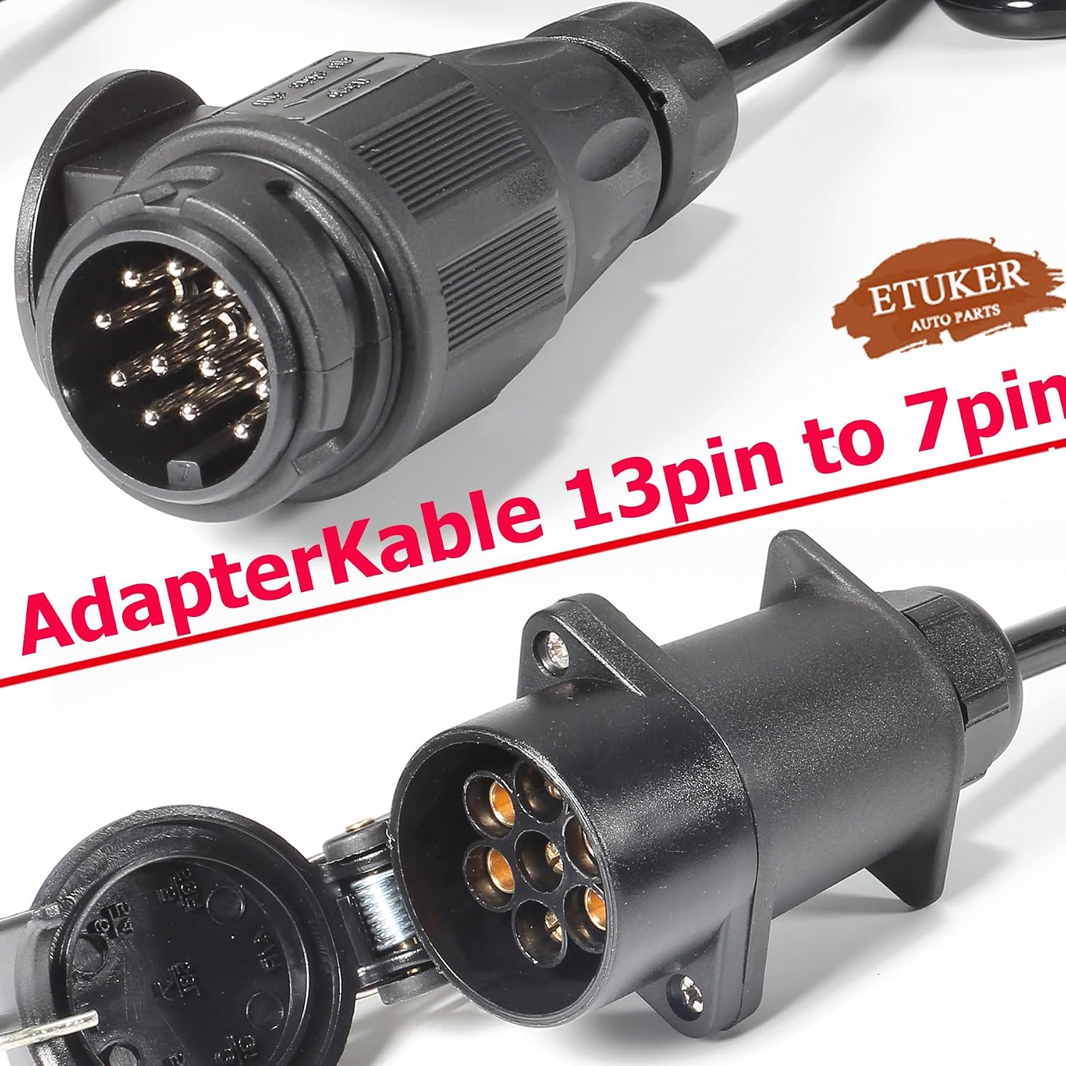 Detalle de ETUKER 7pin 12v Towbar Extension Cable (1.7m) – 13 to 7pin Trailer Adaptor