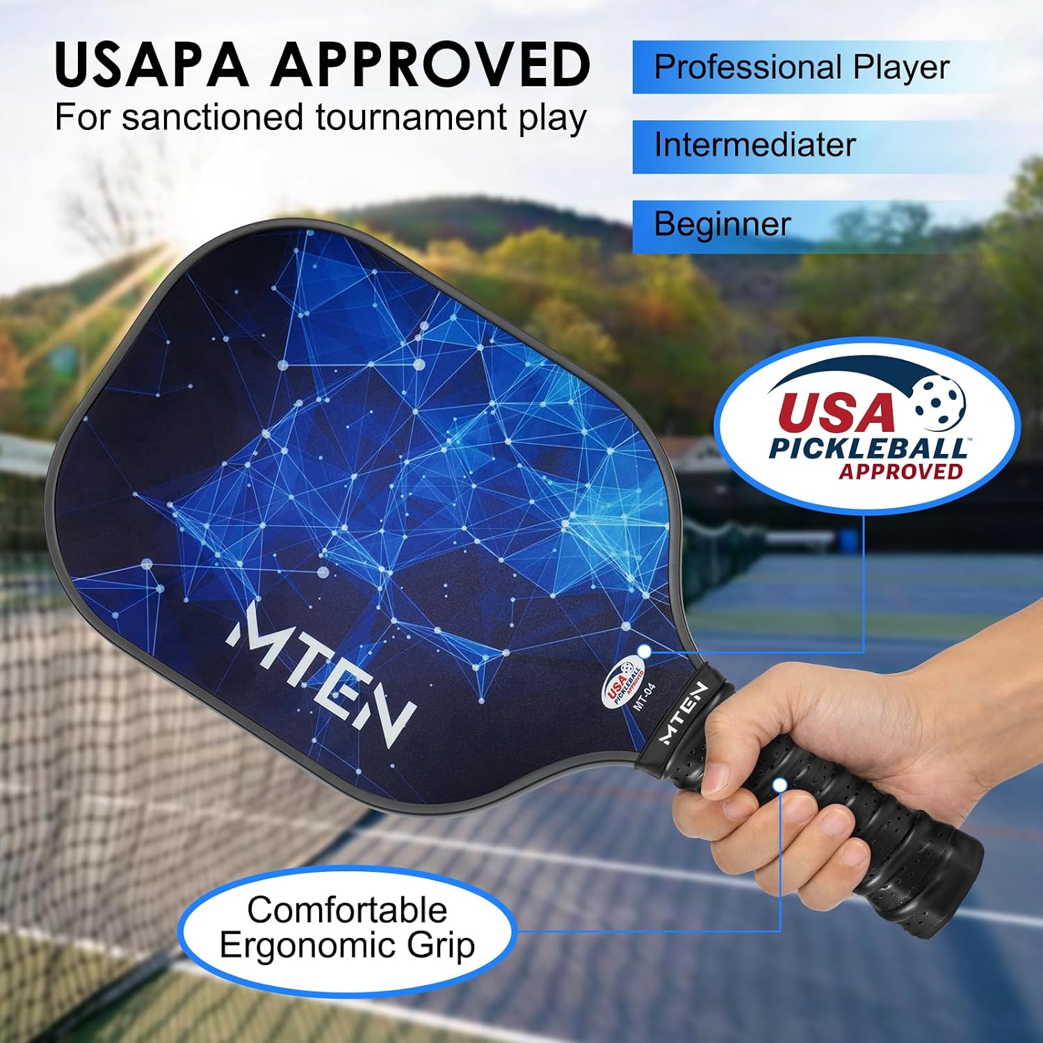 Thumbnail 1 de Pickleball Paddles Set (2-Pack or Single) – USAPA Approved Fiberglass Surface Rackets with Polypropylene Core