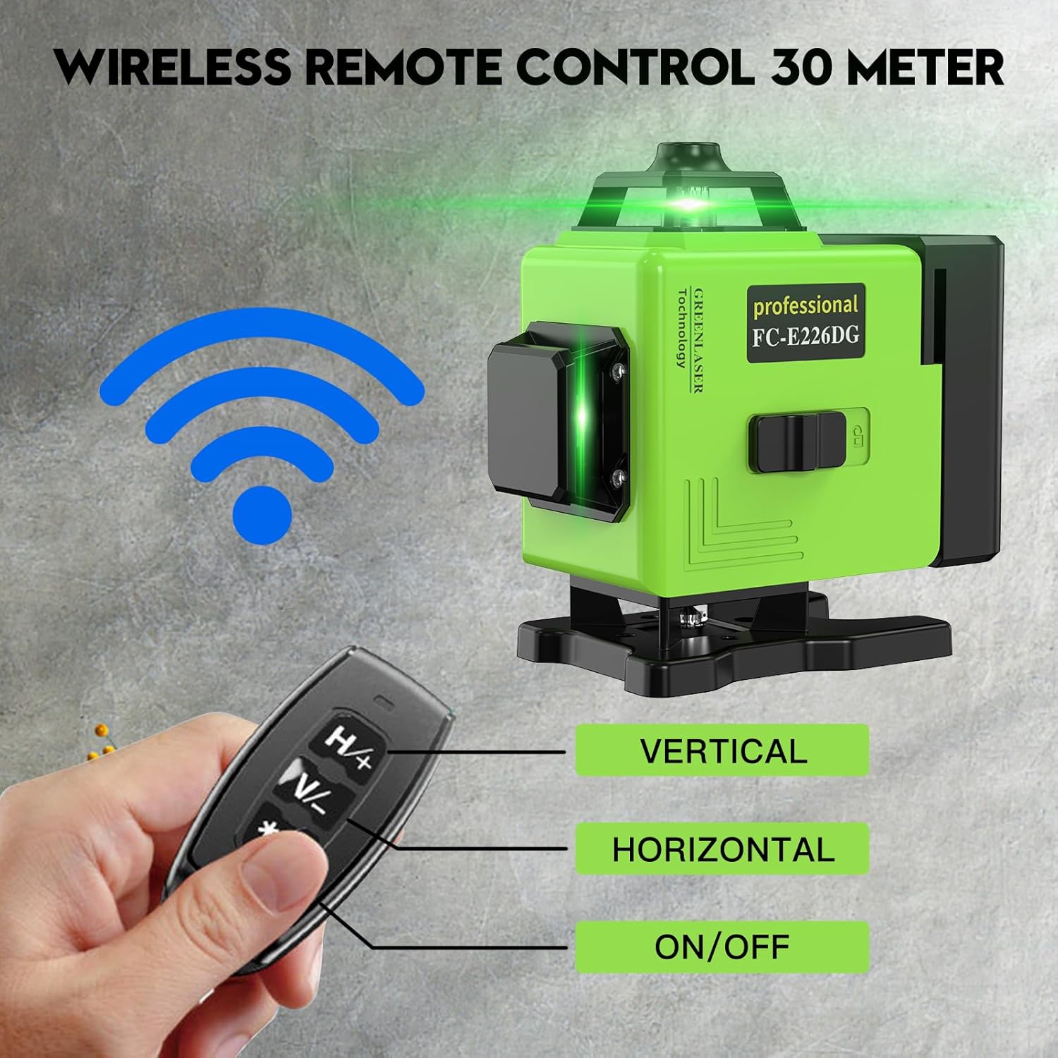 Thumbnail 6 de Livella Laser 4D verde a 16 linee 4×360° – autolivellante e luminosità regolabile, con telecomando e accessori