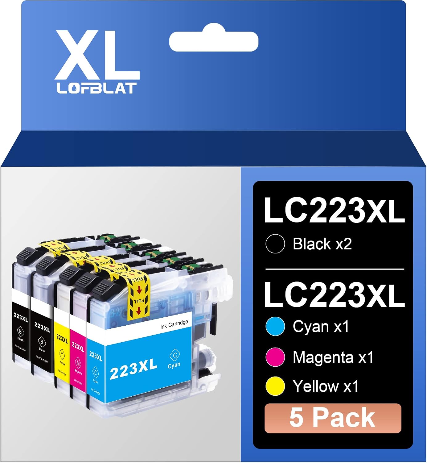 Detalle de LOFBLAT LC223XL Druckerpatronen 5er-Pack