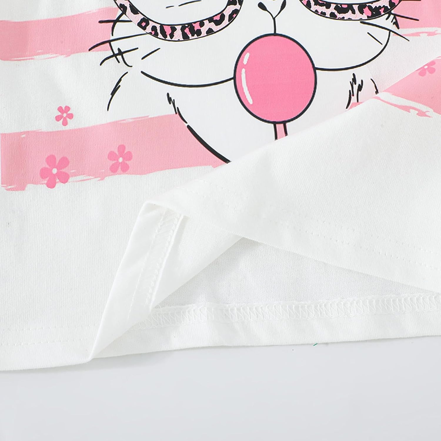 Detalle de Girls Bunny Shirts: 100% Cotton Short Sleeve Easter Tee for 2–7 Years