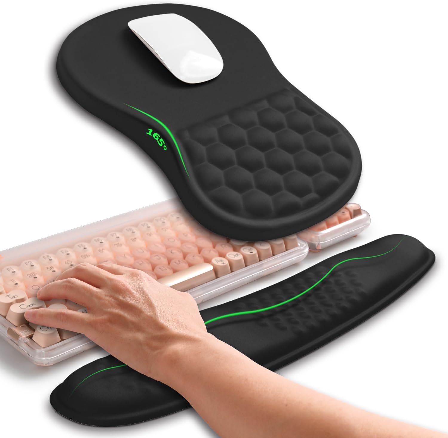 Detalle de Hokafenle KW2MP8-006 Keyboard Wrist Rest and Mouse Pad Set with Memory Foam