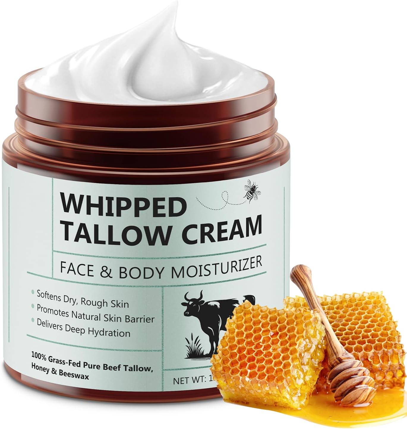 NVXNMSD rundertalgcrème met wilde honing voor gezicht en lichaam, 120 g