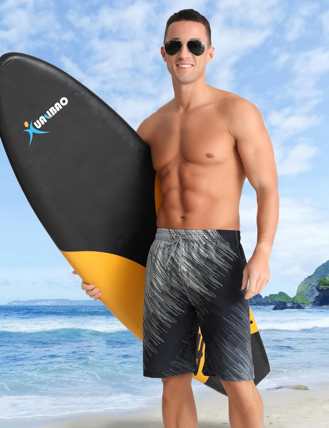 Detalle de iCKER Swimming Shorts Men: Quick Dry Board Shorts with Mesh Lining
