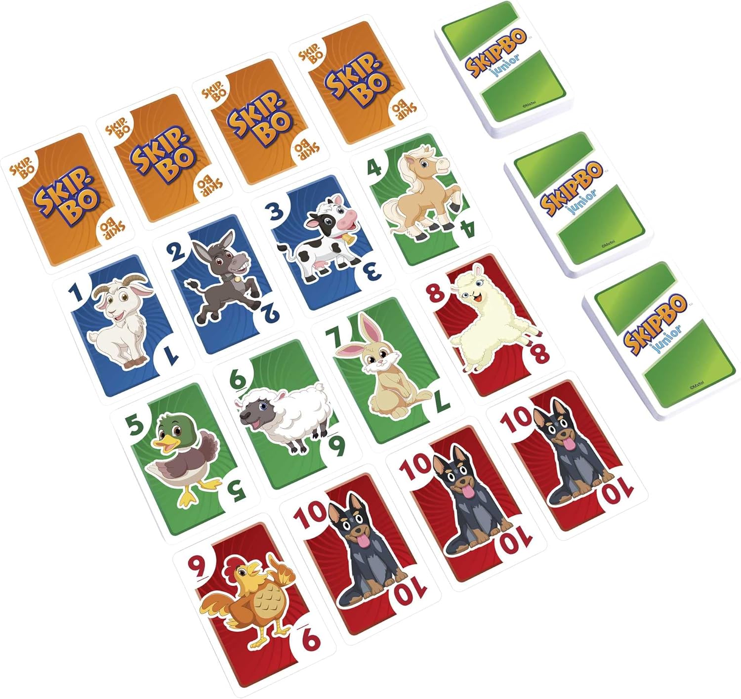Thumbnail 5 de Mattel Skip-Bo Junior Kartenspiel – 2 Spielniveaus, 112 Karten, ab 5 Jahren, für 2–4 Spieler