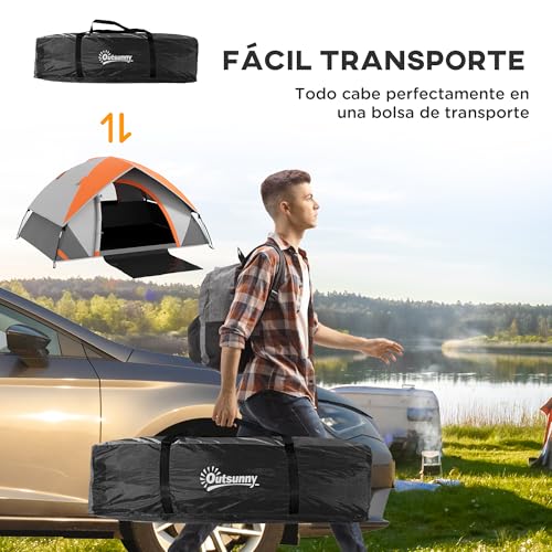 Detalle 2 de Outsunny Tienda de Campaña para 2 Personas: plegable, impermeable 3000 mm y diseño ligero