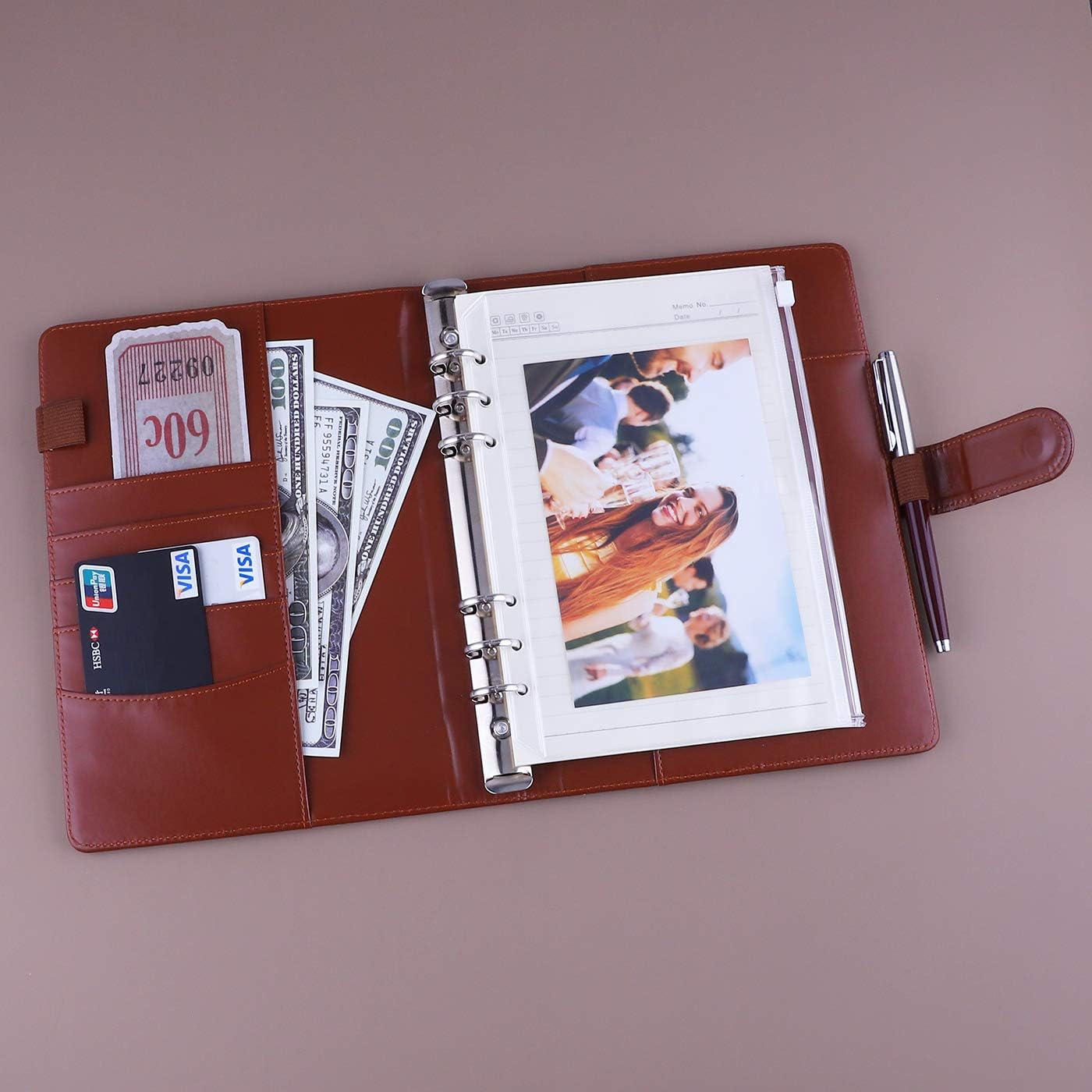 Detalle de Antner ANTNER-RINGBINDER-A5BR A5 6-Ring Binder in Brown PU Leather