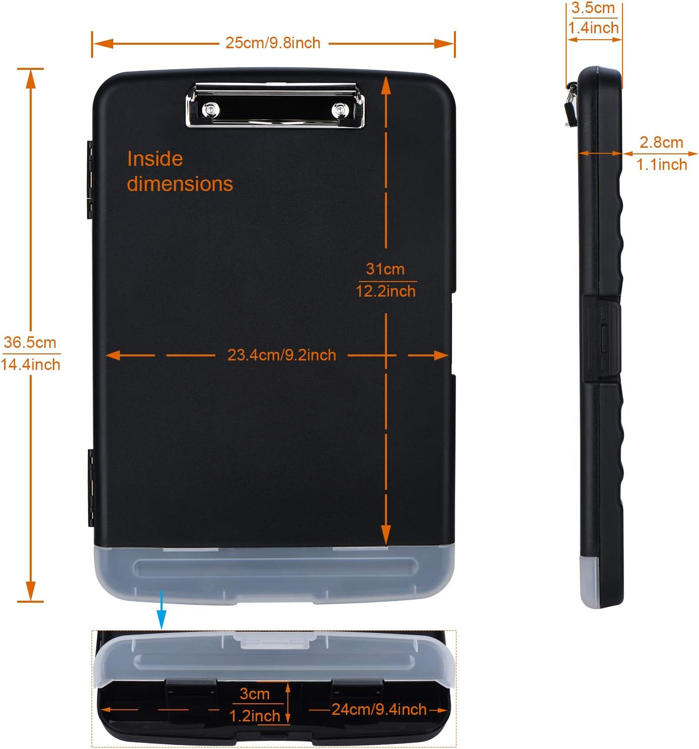 Detalle 2 de ZCZN Plastic Clipboard with Storage A4