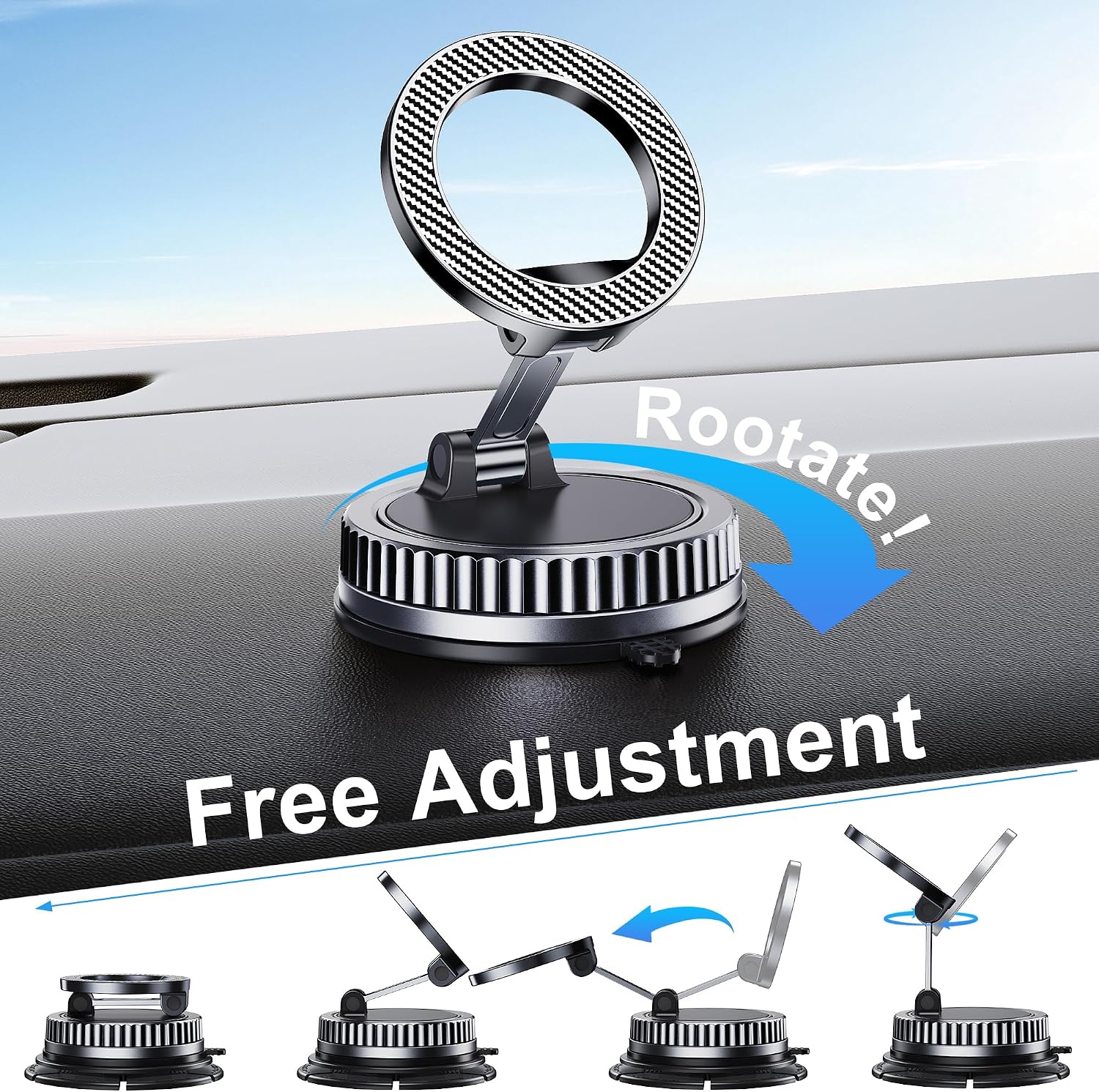 Detalle 2 de Chiclish MagSafe Car Phone Holder (360° Adjustable, 3M Suction, Up to 3600 gf Magnetic Force) for iPhone 17–12 Series