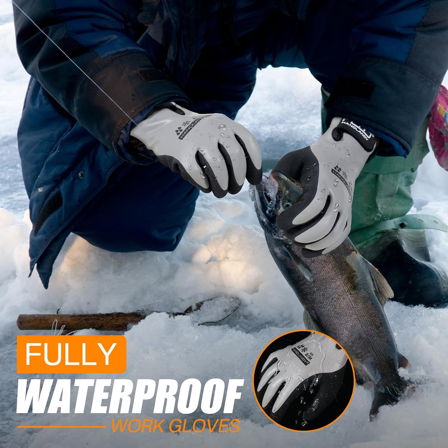 Detalle 2 de HANDLANDY Waterproof Work Gloves, 2 Pairs, Insulated with Grip