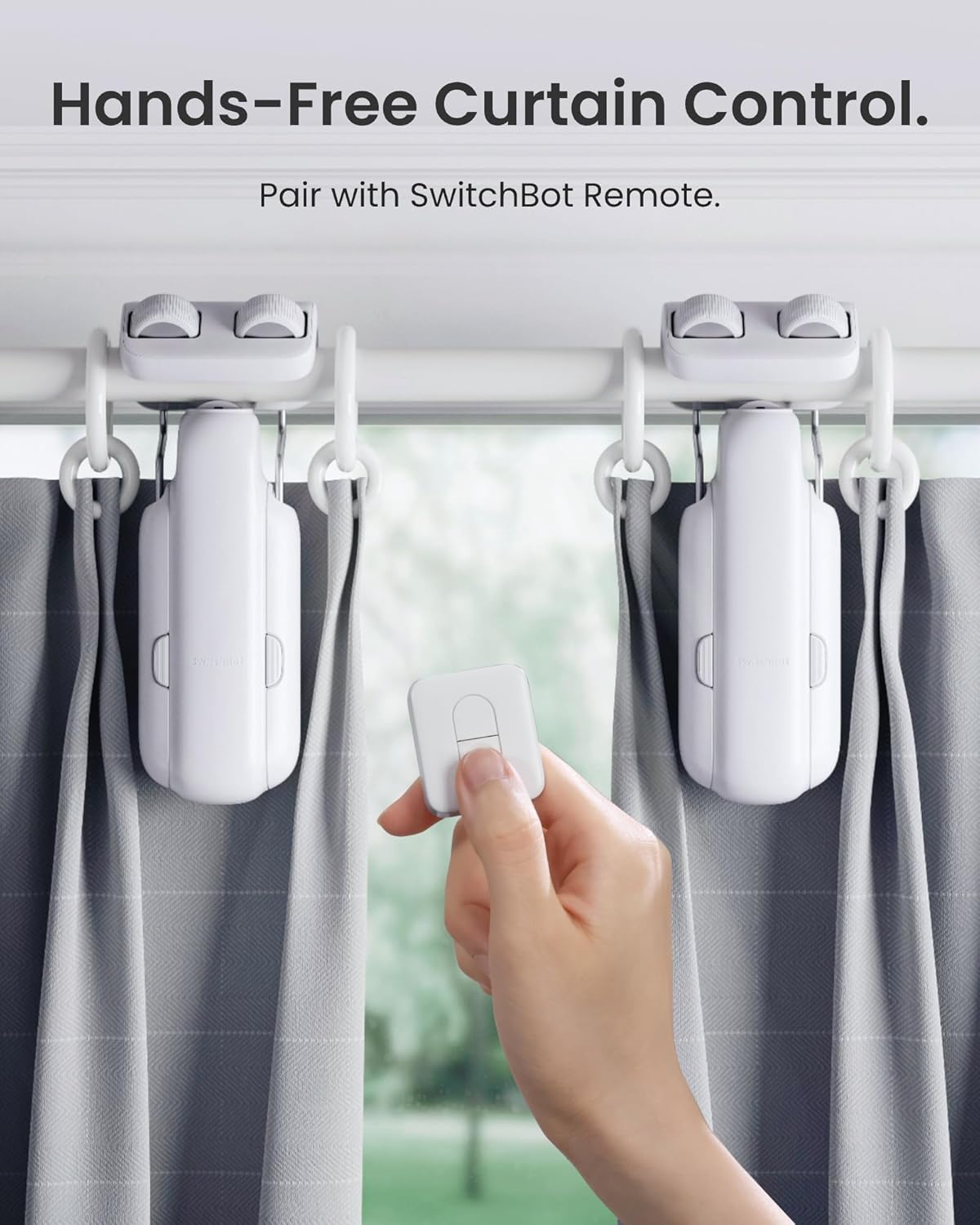 Thumbnail 1 de SwitchBot Ouvre-Rideau Électrique pour tringles Curtain Rod 3 (2025) – lot de 2 moteurs + 1 télécommande, contrôle Bluetooth & app, compatible Matter et Apple Home (Hub requis)