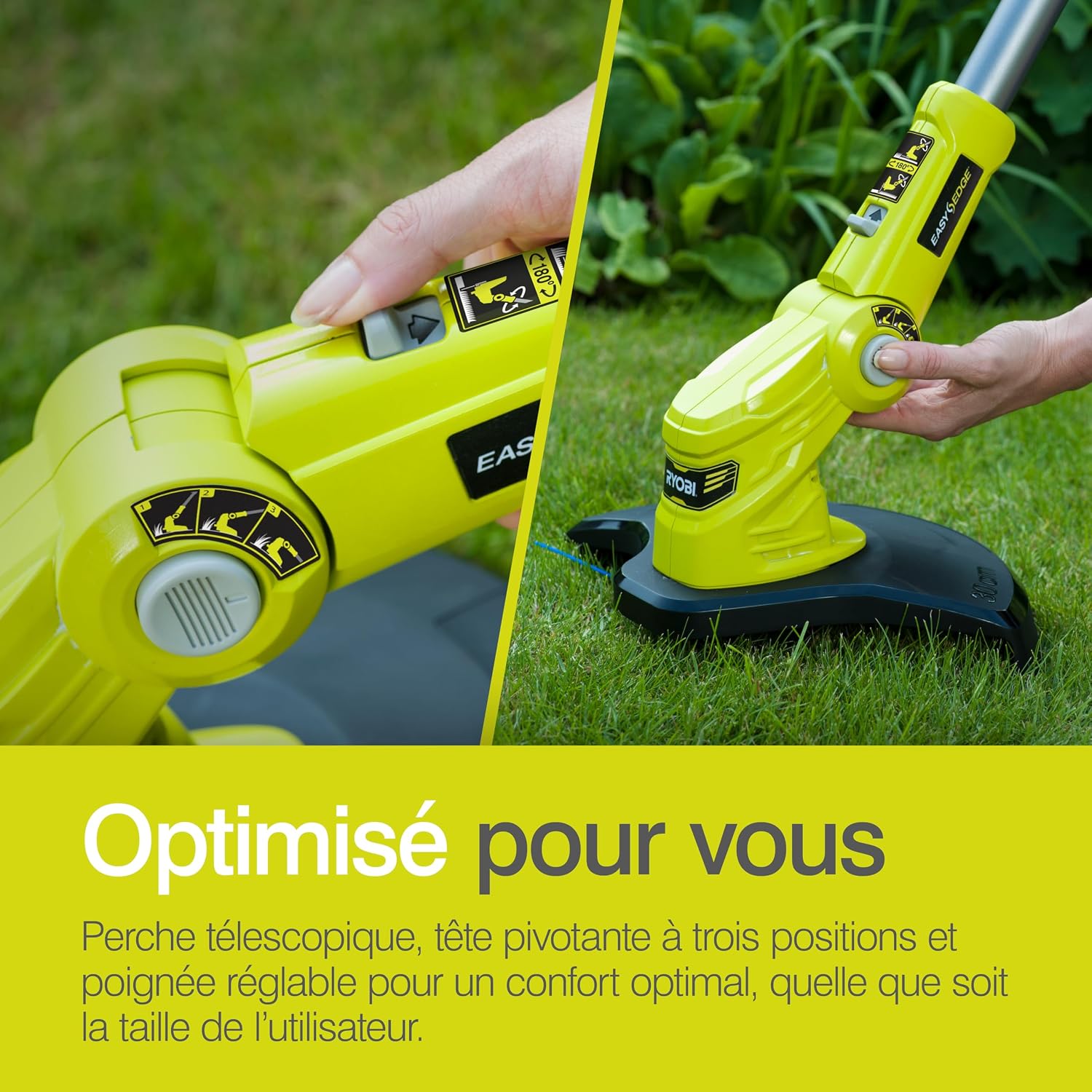 Thumbnail 6 de RYOBI - Coupe-bordures sans fil 18V One+ OLT1832 (Ø25-30 cm), hauteur télescopique et mode dresse-bordure