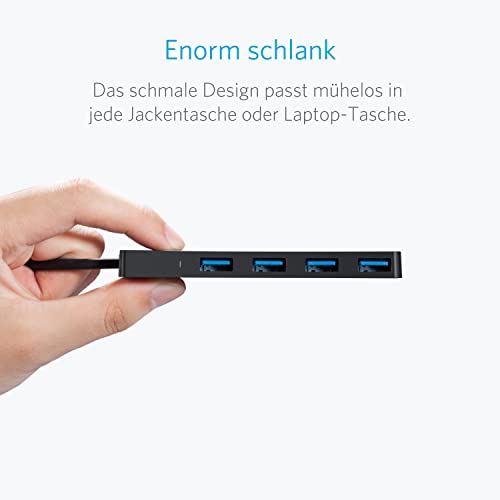 Detalle de Anker Ultra Slim 4-Port USB 3.0 Flacher Datenhub – kompakt, zuverlässig, bis zu 5 Gbps